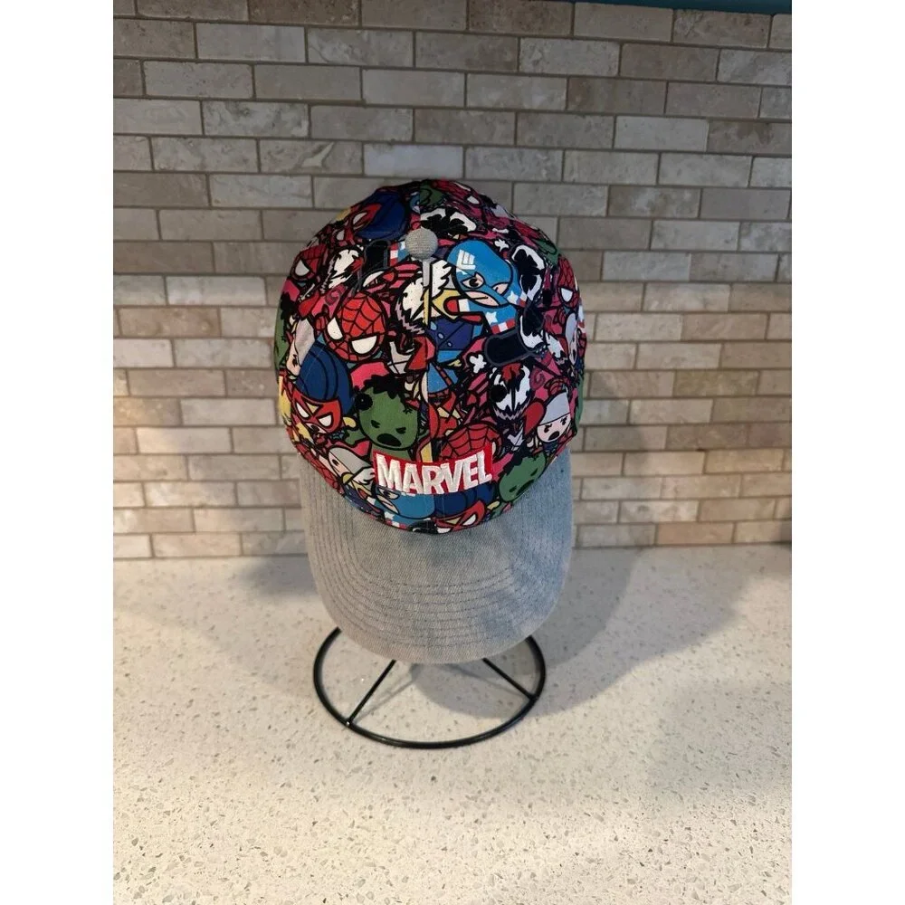 Marvel Comics Super Heroes All Over Adjustable Hat Kawaii Denim Bill